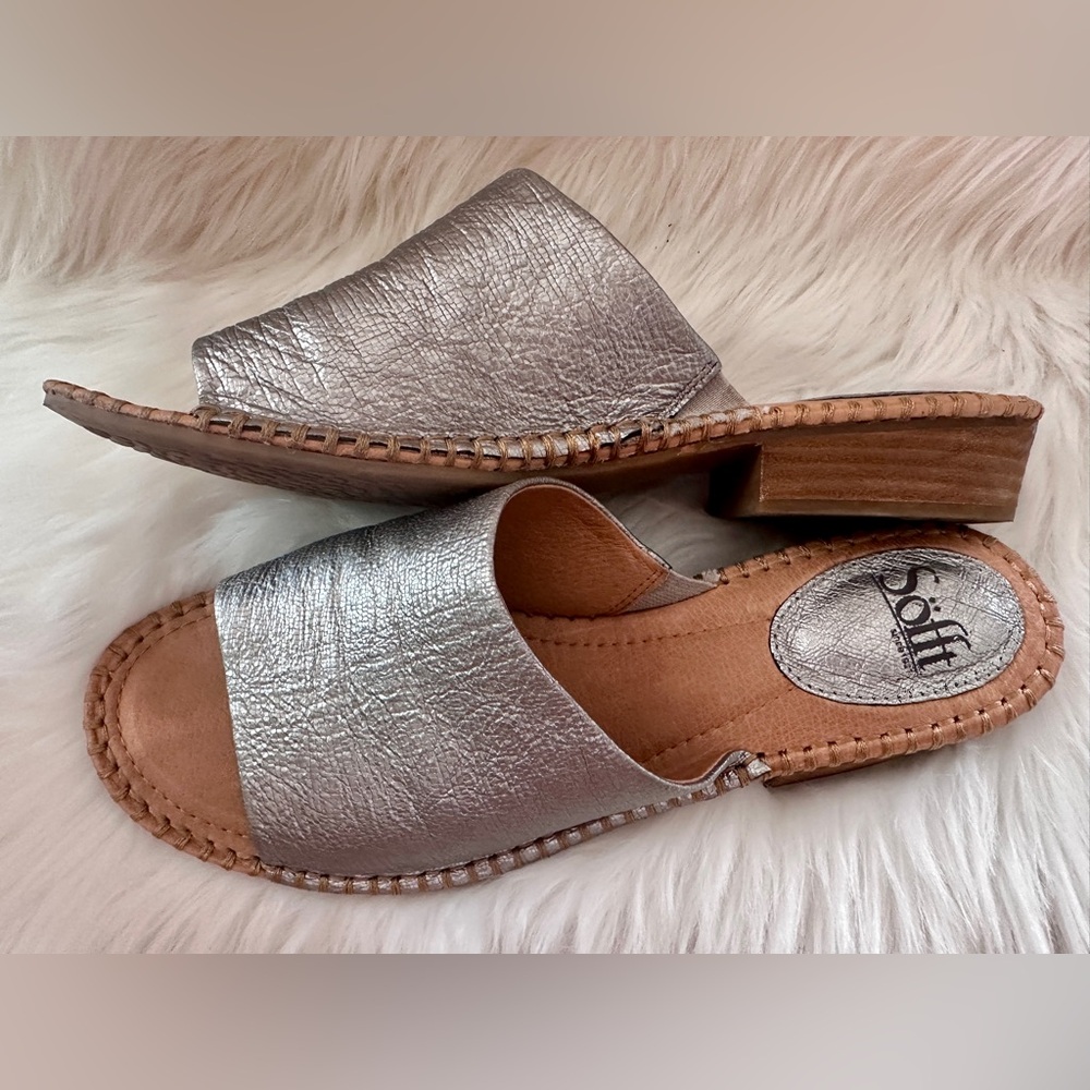 Sofft Nalanie Women's Size 11 M SILVER Leather Open Toe Sandals!  Super comfy!!